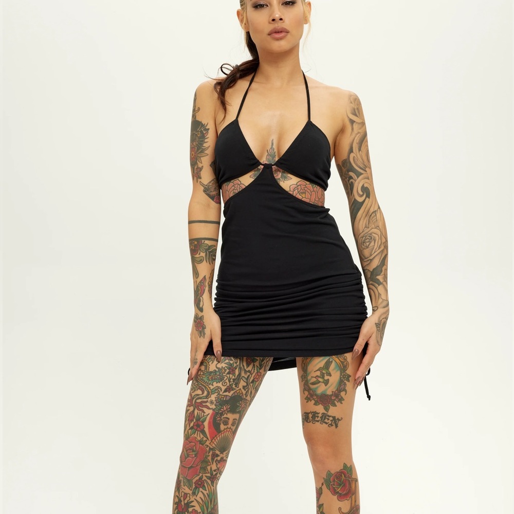 Black Cut Out Cover Up Mini Dress